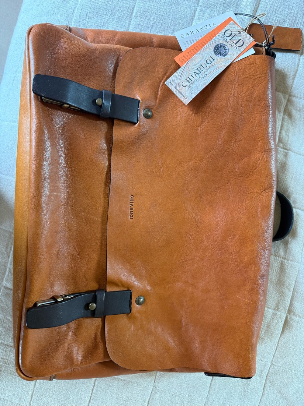Tan Genuine Leather Messenger Bag - Florence, Italy